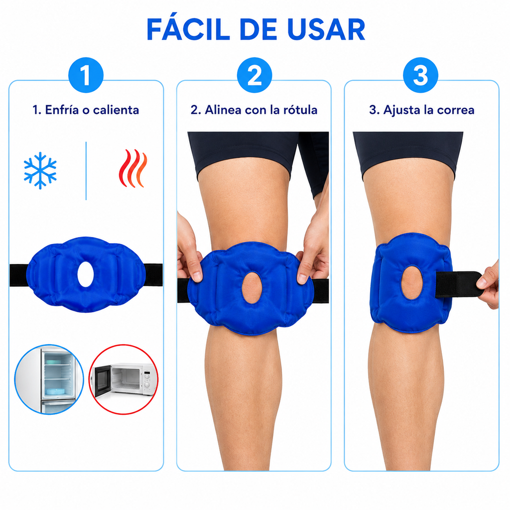 Compresa Rodillera Gel Frío Calor Reutilizable Ajustable Alivio Dolor