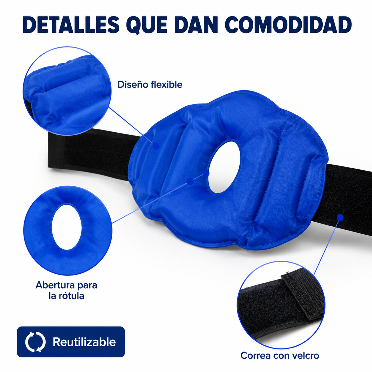 Compresa Rodillera Gel Frío Calor Reutilizable Ajustable Alivio Dolor