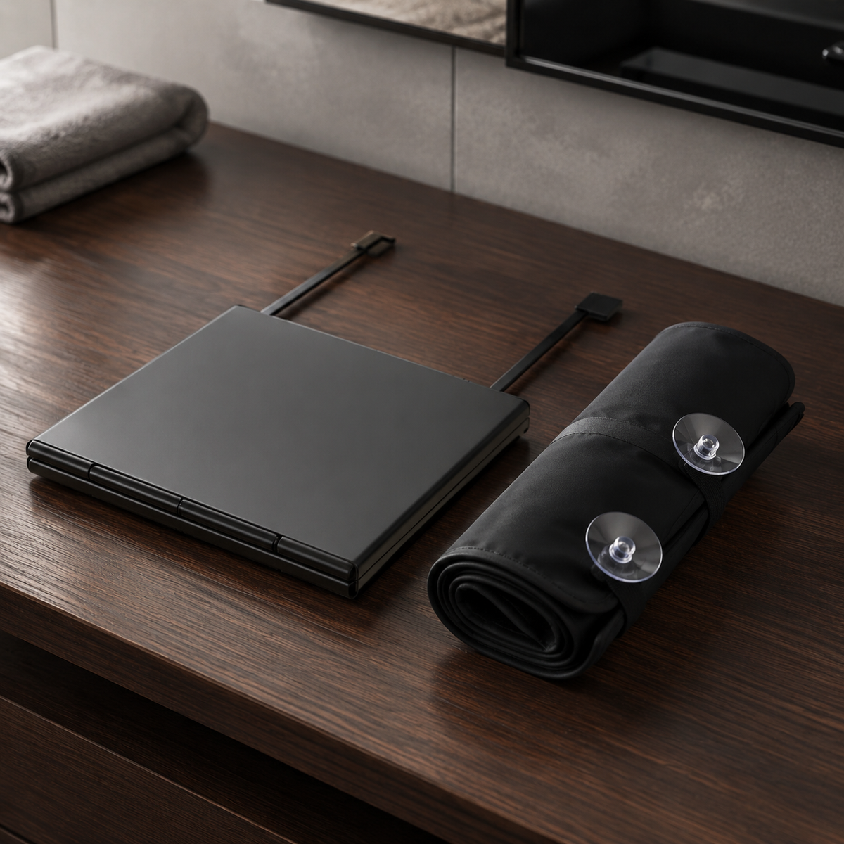 Kit de barbería espejo 3 vías 360 + capa captadora de pelos