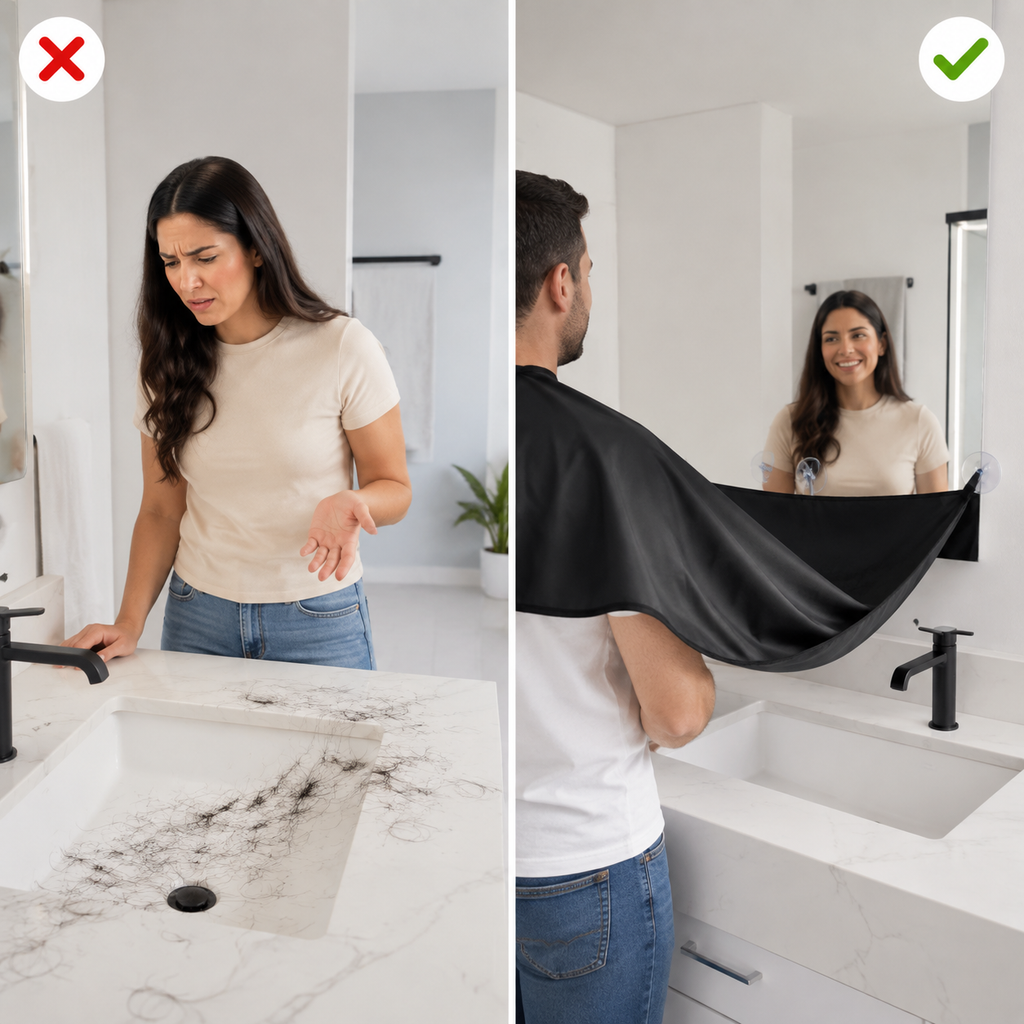 Kit de barbería espejo 3 vías 360 + capa captadora de pelos