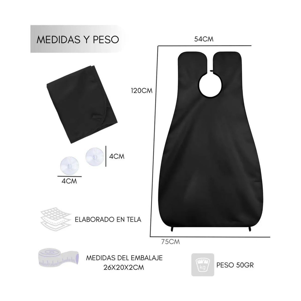 Kit de barbería espejo 3 vías 360 + capa captadora de pelos