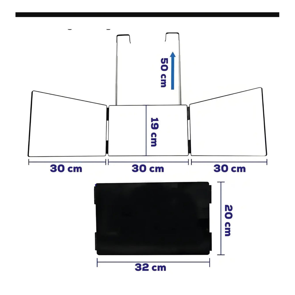 Kit de barbería espejo 3 vías 360 + capa captadora de pelos