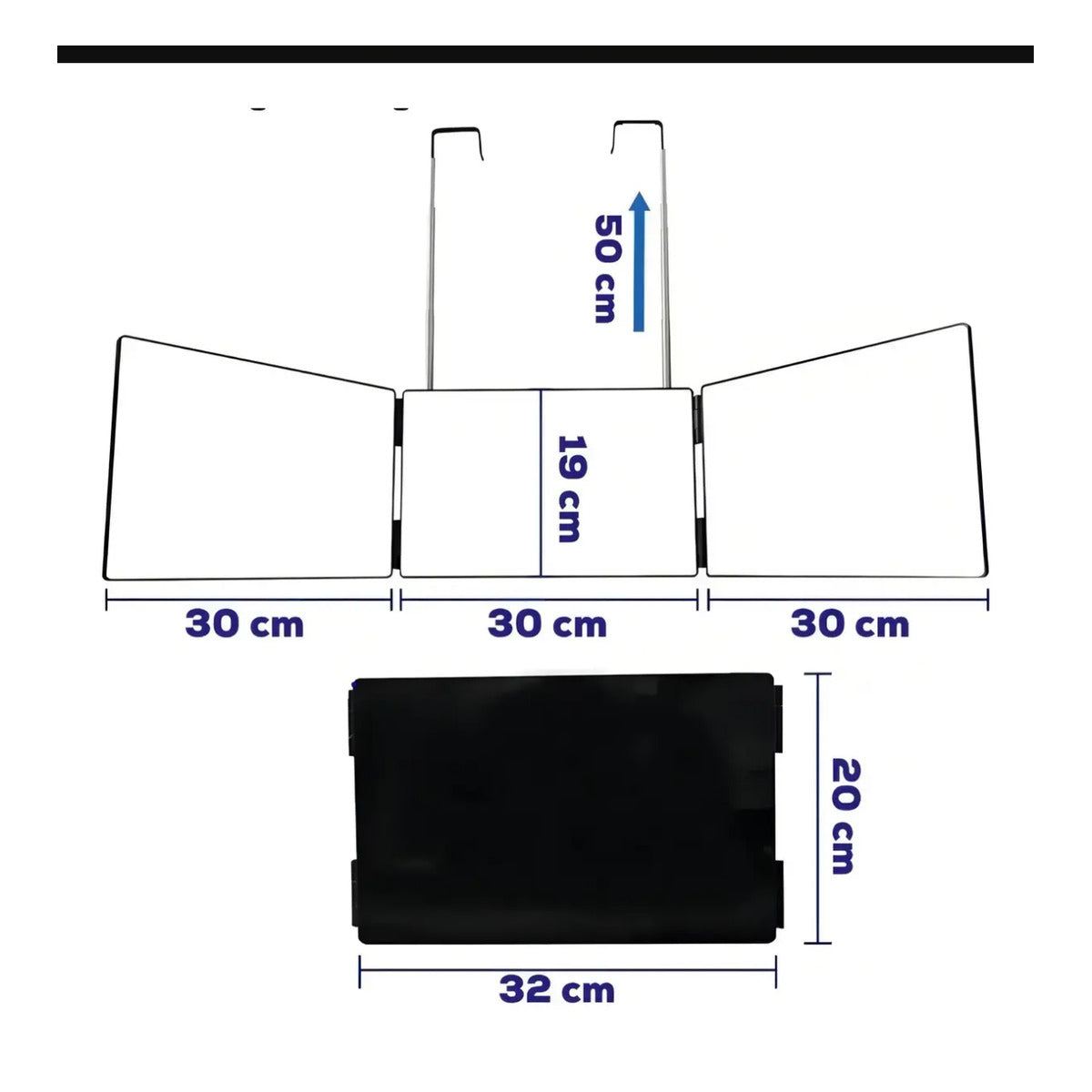 Kit de barbería espejo 3 vías 360 + capa captadora de pelos